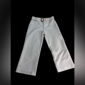 Crosby Women's White Wide Leg Belted Dress Pants Size 6 Minimalist High Waist